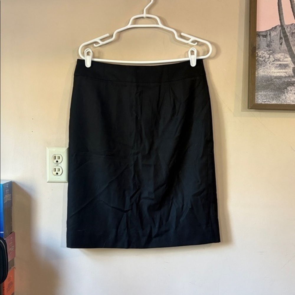 J. Crew Black Super 120’s Wool Pencil Skirt Size 8 Normcore Retro
